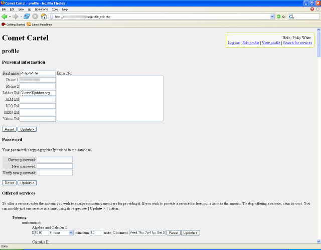 Screenshot: Edit profile