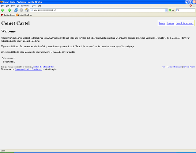 Screenshot: First page