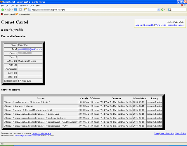 Screenshot: View profile